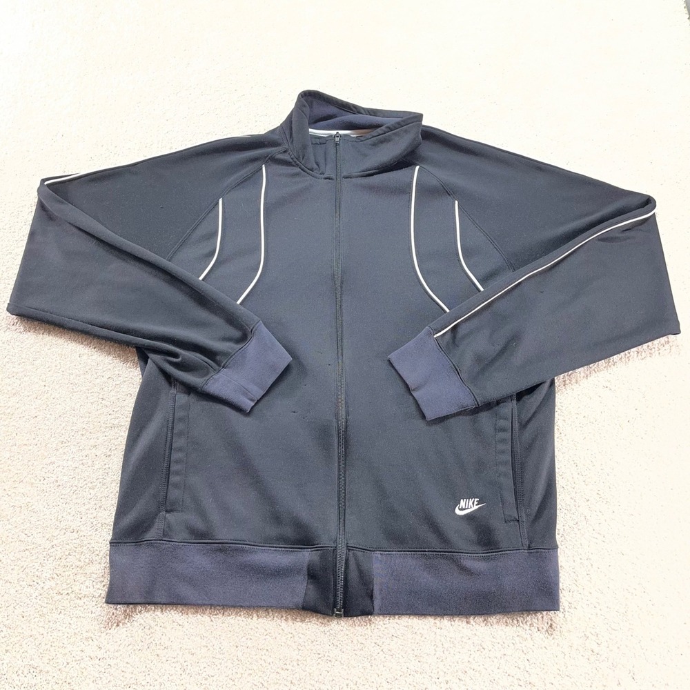 Nike Sportswear Track Jacket Mens Large Black Full Zip Piping Long Sleeve‎